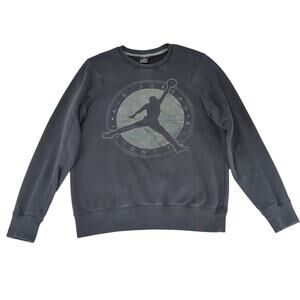 Nike Air Jordan Flight Club Black Sweatshirt Crew Neck Pullover Men's Large Logo